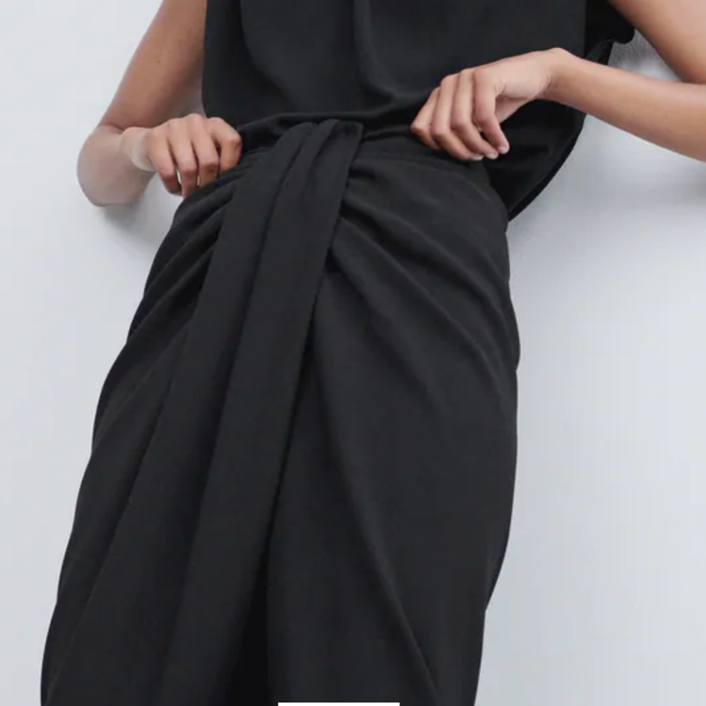 ZARA WOMAN KNOT MIDI WRAP PENCIL SKIRT